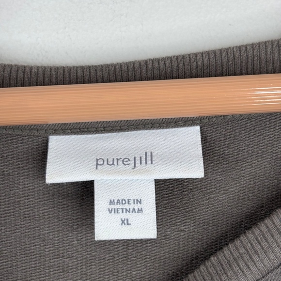 J Jill Tunic Dress XL Pima Cotton Taupe Boho Lagenlook Minimalist Classic Pocket - Picture 6 of 11